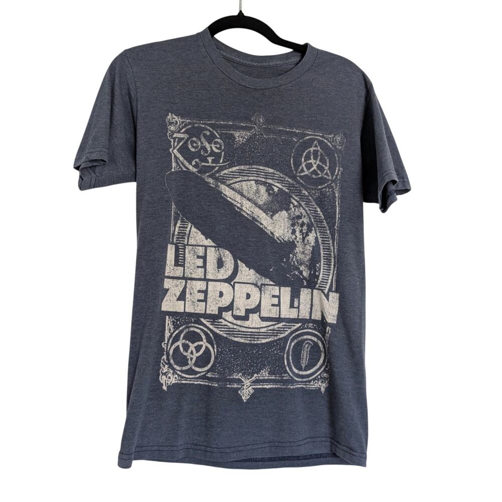 Led Zeppelin XS Unisez Navy Blue T Shirt Music Vintage Style Rock Band Crewneck